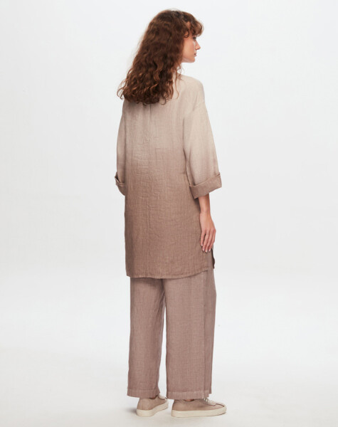 T24Y-6006 Uzun Kollu Degrade Keten Tunik - 13