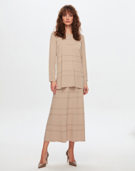 T24Y-6011 Bekletme Detaylı Triko Tunik 1084-CACAO - 3