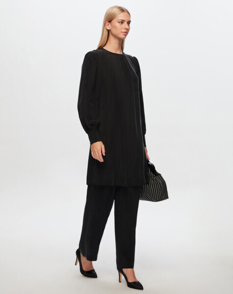 T24Y-6015 Balon Kollu Cupro Tunik BLACK - 2