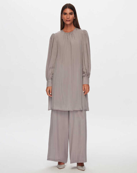 T24Y-6015 Balon Kollu Cupro Tunik GREY 