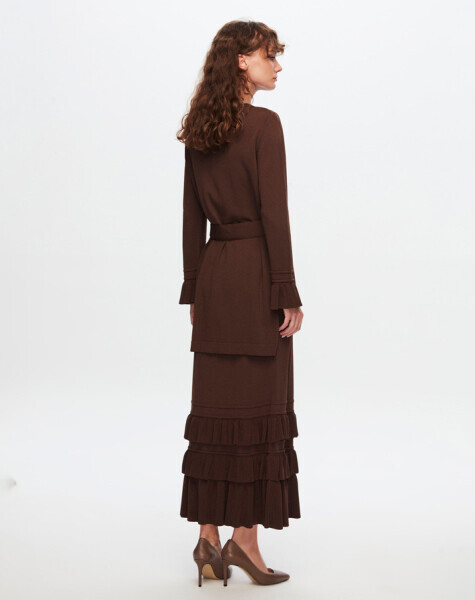 T24Y-6016 Kemer  Detaylı Triko Tunik 1084-CACAO - 2