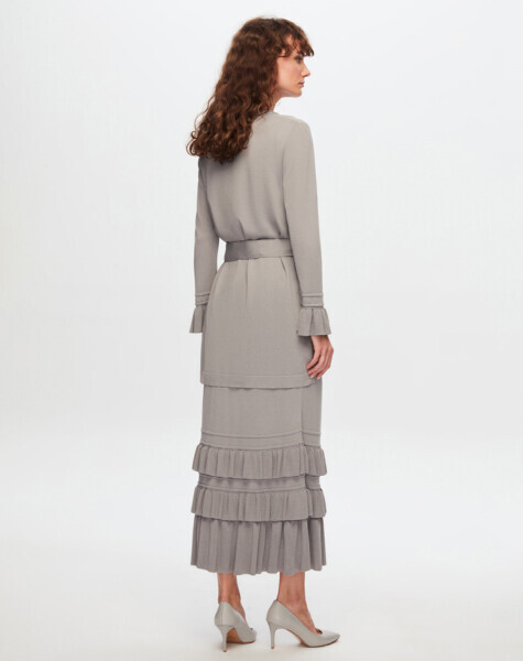 T24Y-6016 Kemer  Detaylı Triko Tunik 1381-DARK GREY - 3