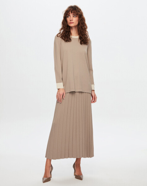 T24Y-6017 Yakası ve Bileği Torba Detaylı Tunik 1155-MINK 