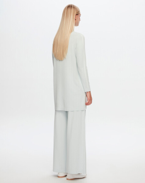 T24Y-6018 Kol Üstü Çizgili Triko Tunik 1398-LIGHT GREY - 2