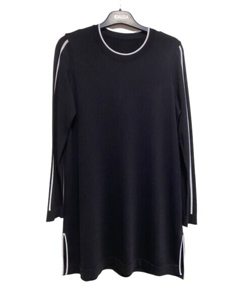 T24Y-6018 Kol Üstü Çizgili Triko Tunik BLACK - 6