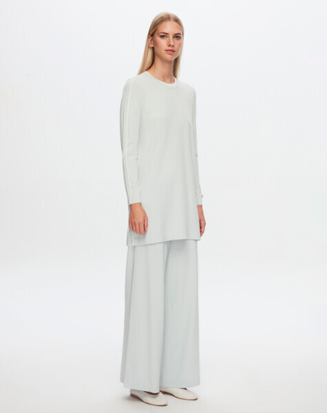 T24Y-6018 Kol Üstü Çizgili Triko Tunik BLACK - 2