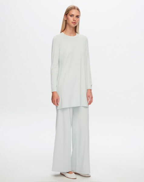 T24Y-6018 Kol Üstü Çizgili Triko Tunik BLACK - 3