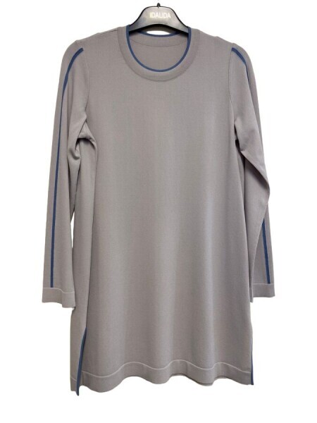 T24Y-6018 Kol Üstü Çizgili Triko Tunik BLACK - 7