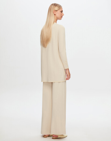 T24Y-6019 Önü Örgü Teknikli Triko Tunik 1245-STONE / 1345-VANİLYA - 2