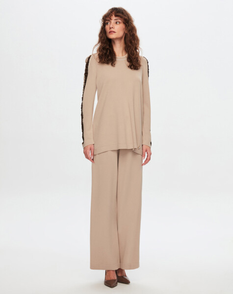 T24Y-6020 Knitwear Tunic with Shiny Rope Detail on Sleeves - 6
