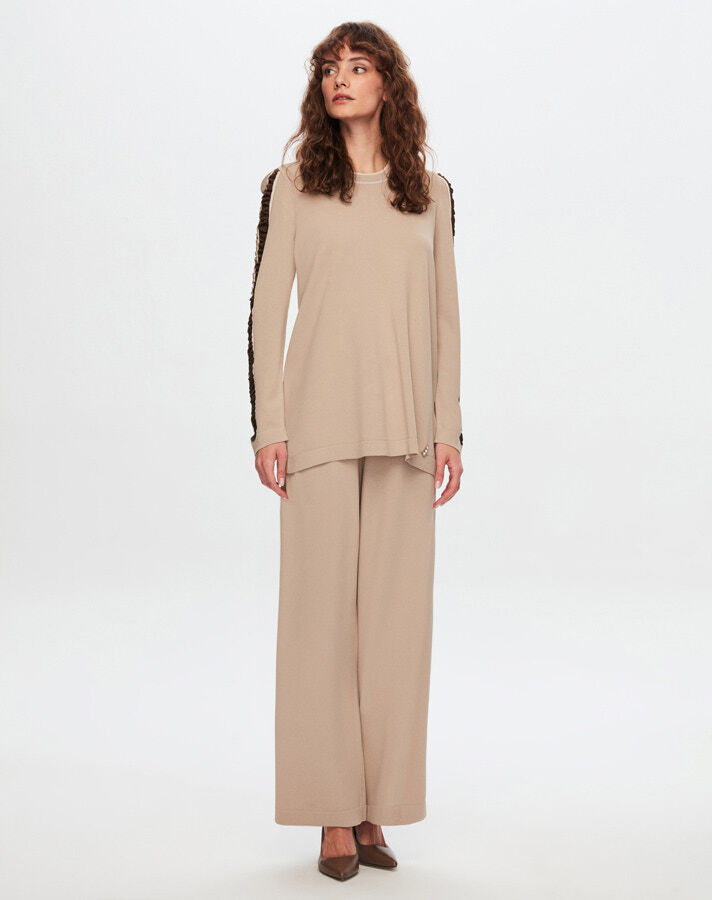 T24Y-6020 Knitwear Tunic with Shiny Rope Detail on Sleeves - 6
