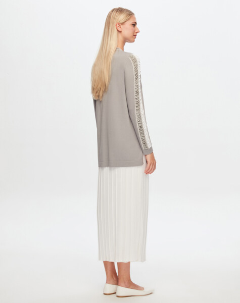 T24Y-6020 Knitwear Tunic with Shiny Rope Detail on Sleeves - 10