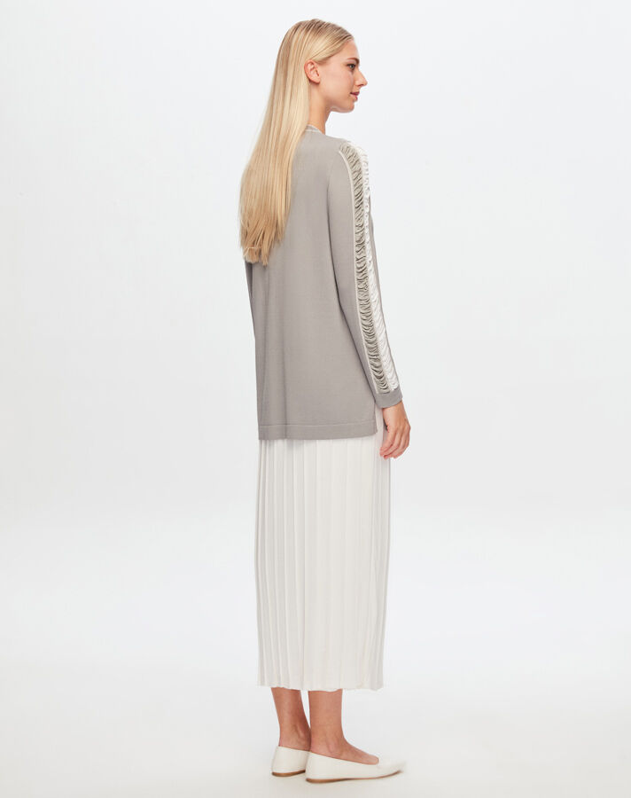 T24Y-6020 Knitwear Tunic with Shiny Rope Detail on Sleeves - 10