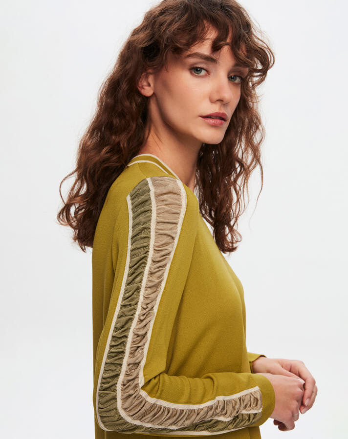 T24Y-6020 Knitwear Tunic with Shiny Rope Detail on Sleeves - 2
