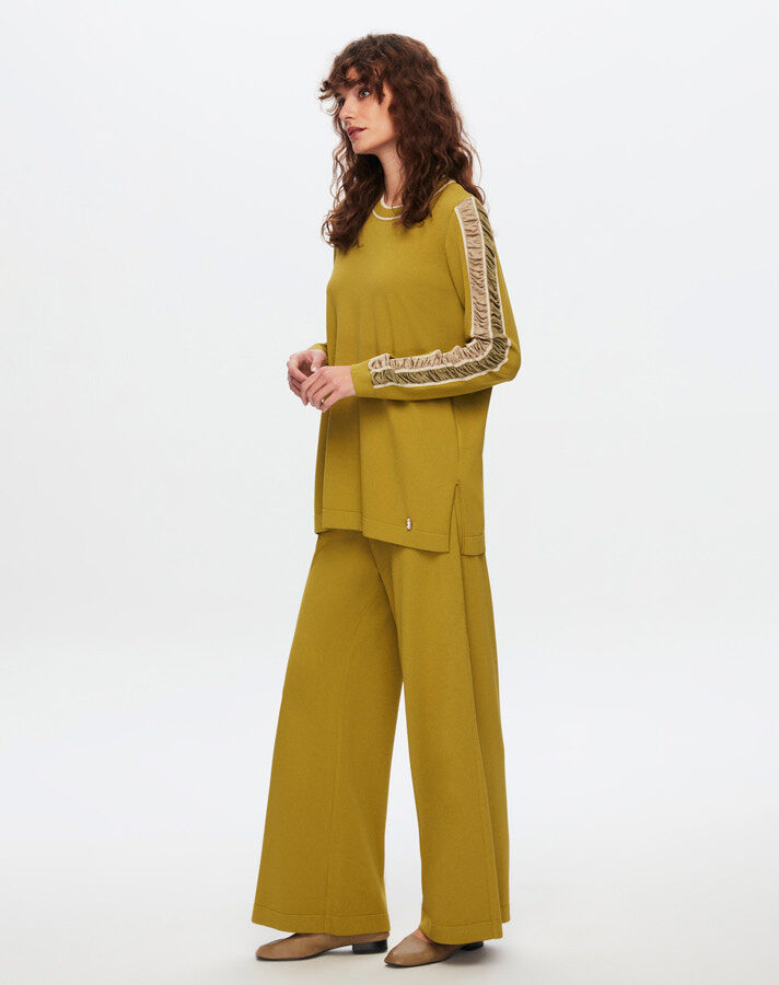 T24Y-6020 Knitwear Tunic with Shiny Rope Detail on Sleeves - 3