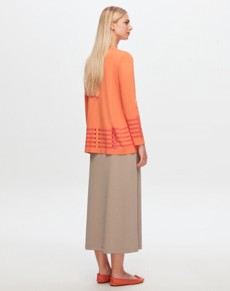 T24Y-6021 Ajur Efektli Triko Tunik 1391-ORANGE - 3