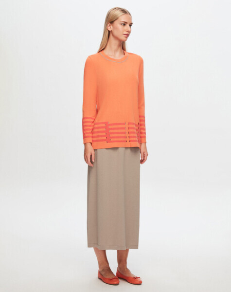 T24Y-6021 Ajur Efektli Triko Tunik 1391-ORANGE - 2