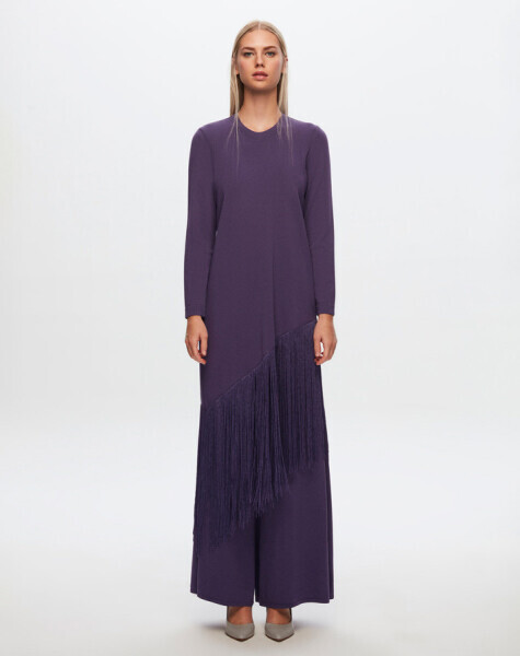 T24Y-6024 Asimetrik Kesim Püsküllü Tunik 1289-PURPLE - 3