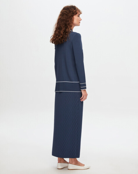 T24Y-6025 Gömlek Yaka Baklava Desenli Elangant Tunik 1099-DARK GREY - 13