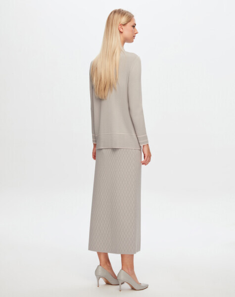 T24Y-6025 Gömlek Yaka Baklava Desenli Elangant Tunik 1099-DARK GREY - 3