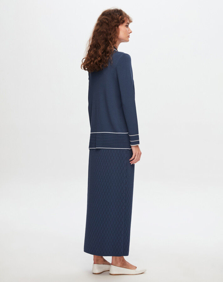 T24Y-6025 Shirt Collar Diamond Patterned Elance Tunic - 10
