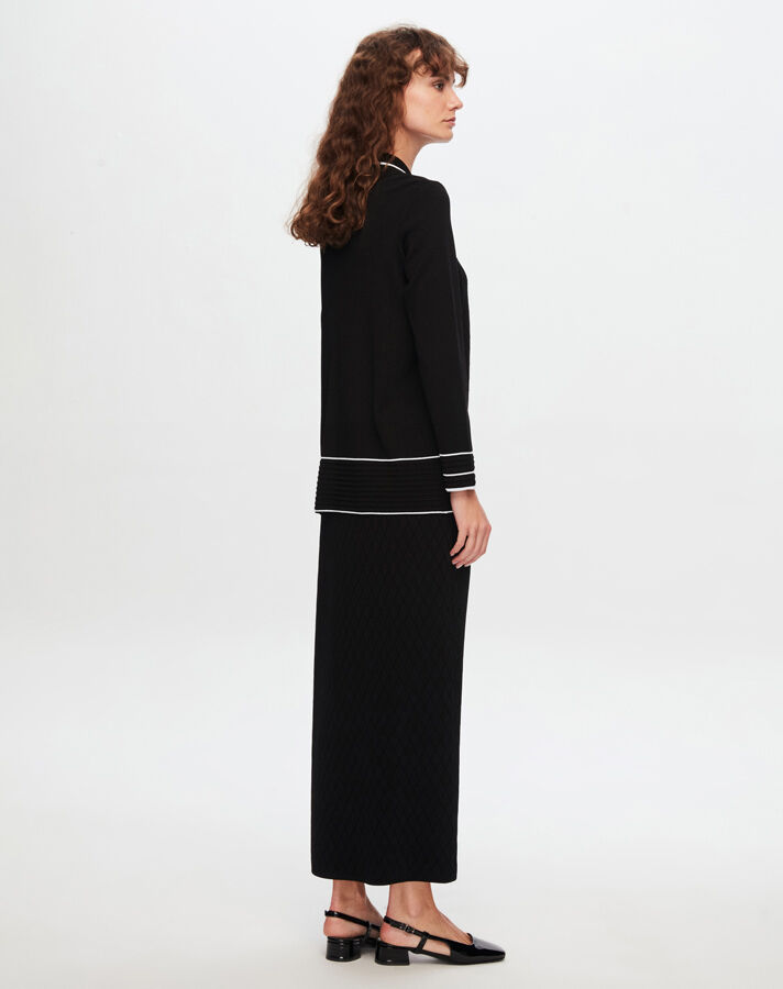 T24Y-6025 Shirt Collar Diamond Patterned Elance Tunic - 3