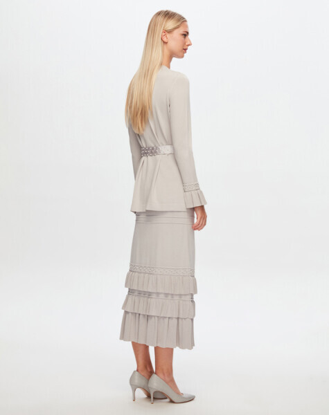 Bileği Fırfırlı Tunik Gri 1398-LIGHT - 2