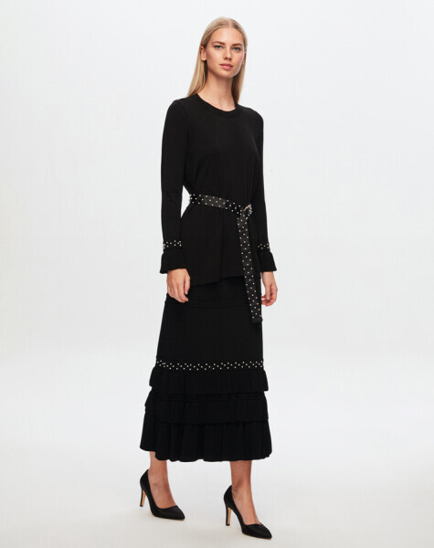 Bileği Fırfırlı Siyah Tunik - 2