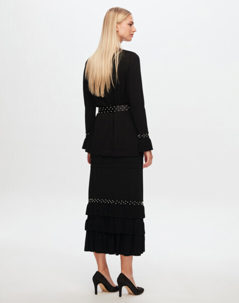 Bileği Fırfırlı Siyah Tunik - 3