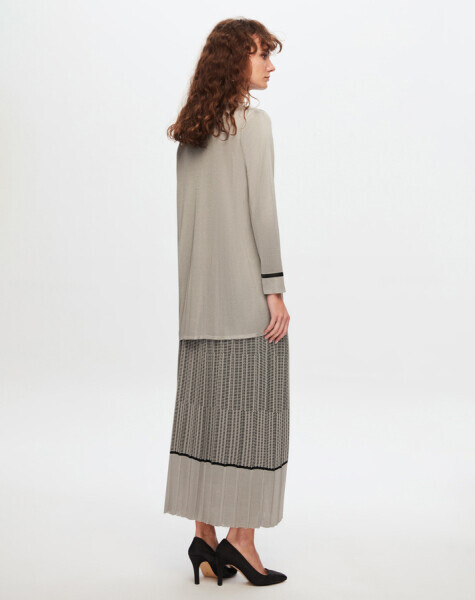 T24Y-6028 Yakası Biye Detaylı Şık Tunik GREY / BLACK - 9