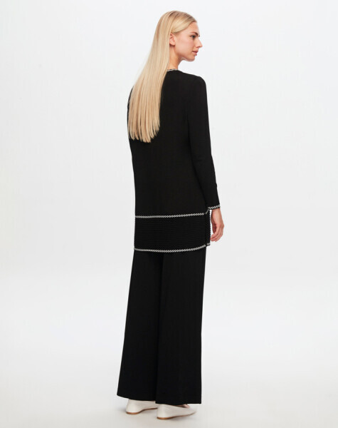 T24Y-6030 Etek Ucu Bekletmeli Desen Detaylı Tunik BLACK - 18