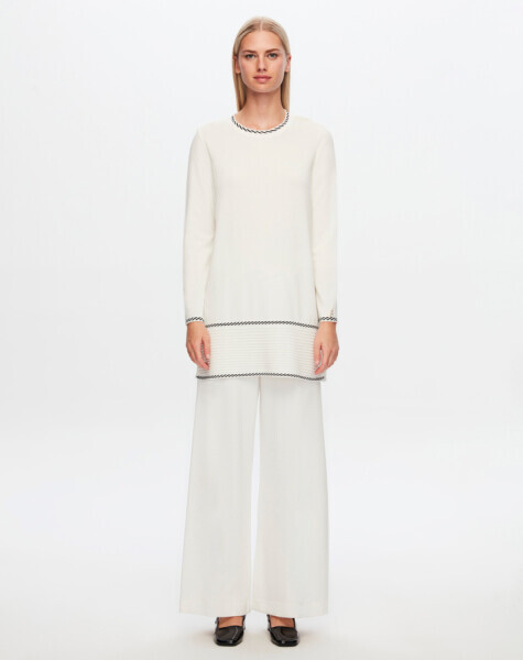 T24Y-6030 Etek Ucu Bekletmeli Desen Detaylı Tunik BLACK - 23