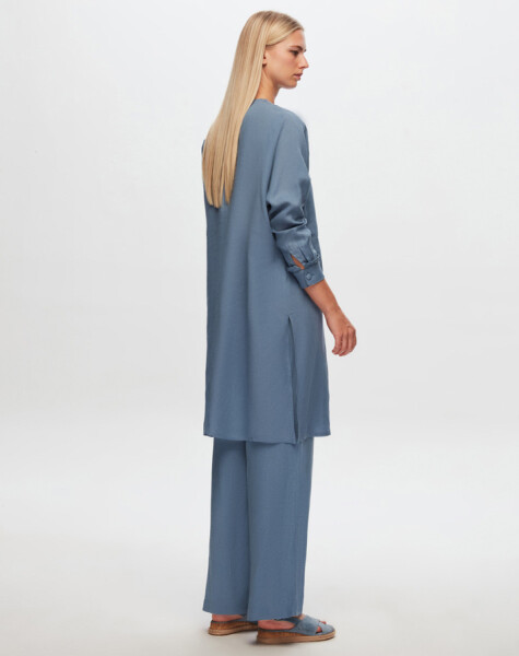 T24Y-6034 Linen Tunic with Ruffle Detail on the Collar - 7