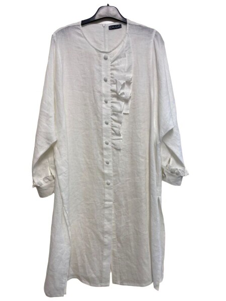 T24Y-6034 Linen Tunic with Ruffle Detail on the Collar - 10