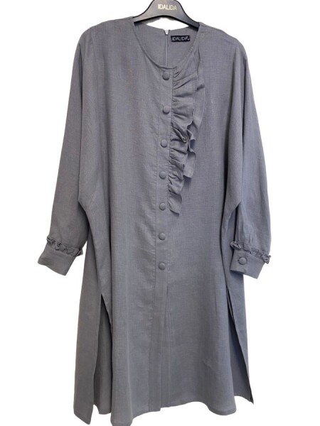 T24Y-6034 Linen Tunic with Ruffle Detail on the Collar - 11