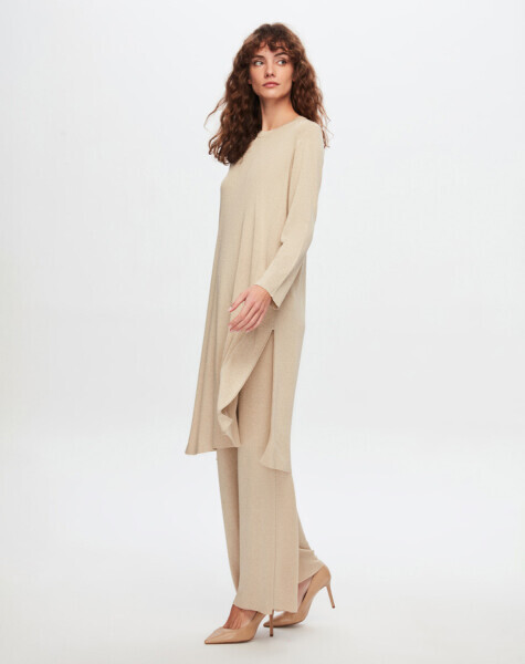 T24Y-6035 Simli Uzun Tunik GOLD - 2