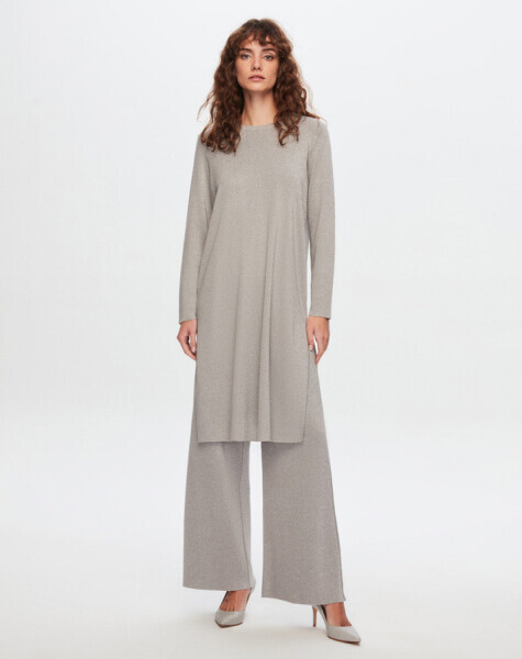 T24Y-6035 Simli Uzun Tunik GREY 