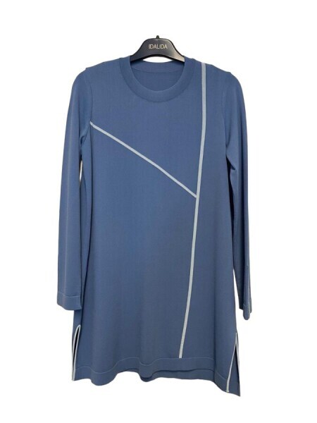 T24Y-6038 Çizgi Detaylı Tunik 1236-BLUE - 7