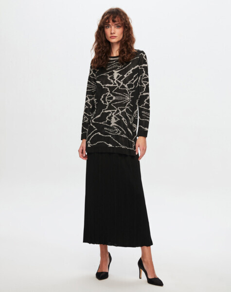 T24Y-6041 Desenli Şık Tunik BLACK - 1