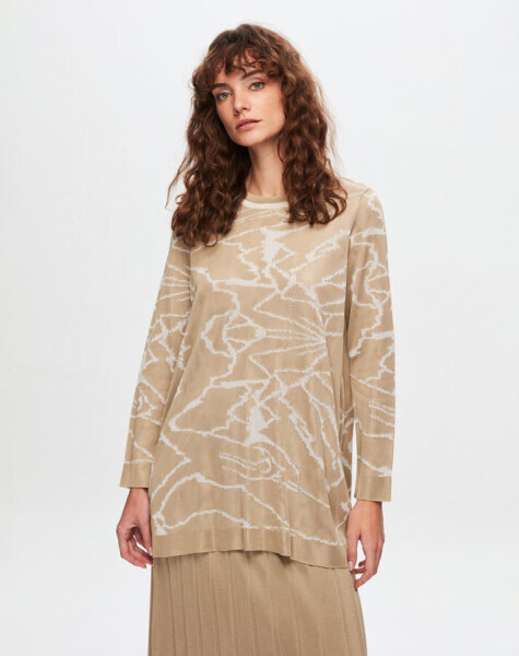 T24Y-6041 Desenli Şık Tunik BLACK - 3