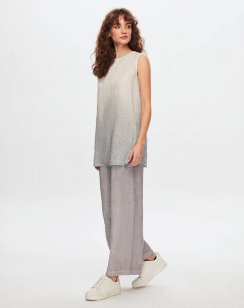 T24Y-6044 Kolsuz Degrade Keten Tunik MİNK - MISS DALIDA