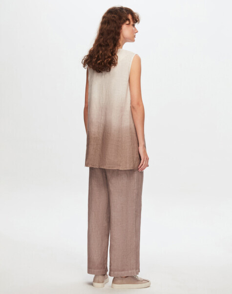 T24Y-6044 Kolsuz Degrade Keten Tunik MİNK - 8