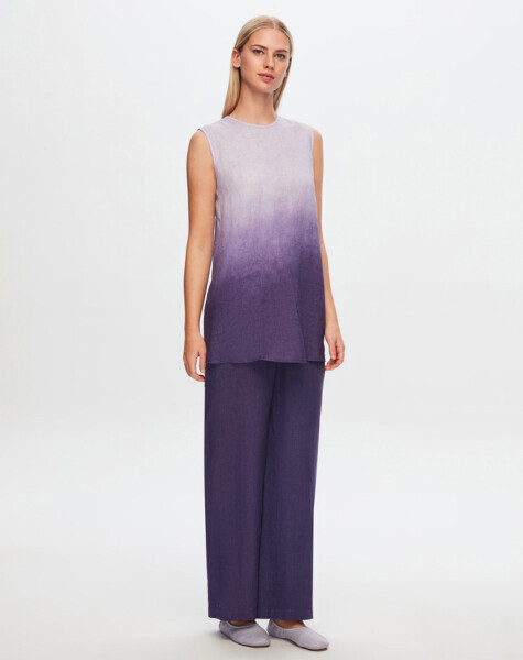 T24Y-6044 Kolsuz Degrade Keten Tunik PURPLE - 9