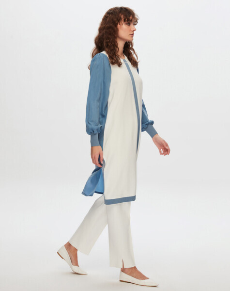 T24Y-6045 Önü Triko Cupro Tunik 1012-ECRU / 1052-BEİGE - 4