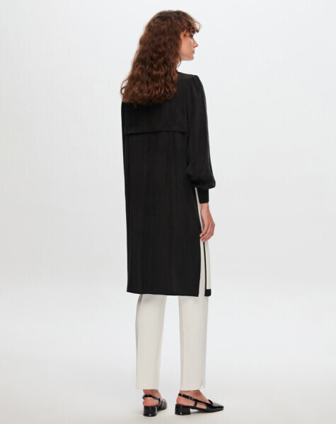 T24Y-6045 Önü Triko Cupro Tunik 1012-ECRU / BLACK - 2