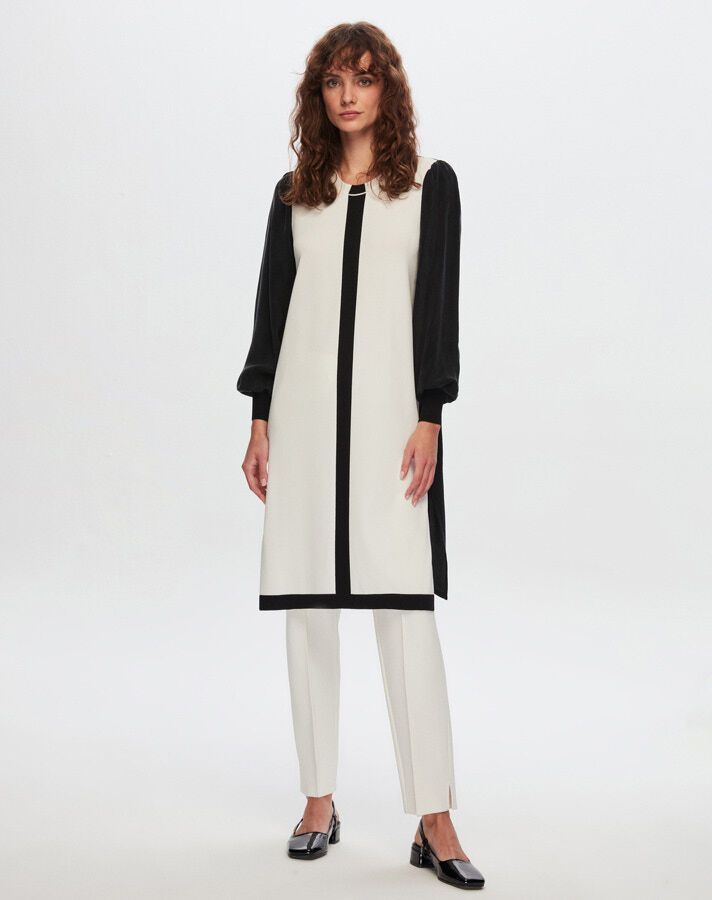 T24Y-6045 Önü Triko Cupro Tunik - 1