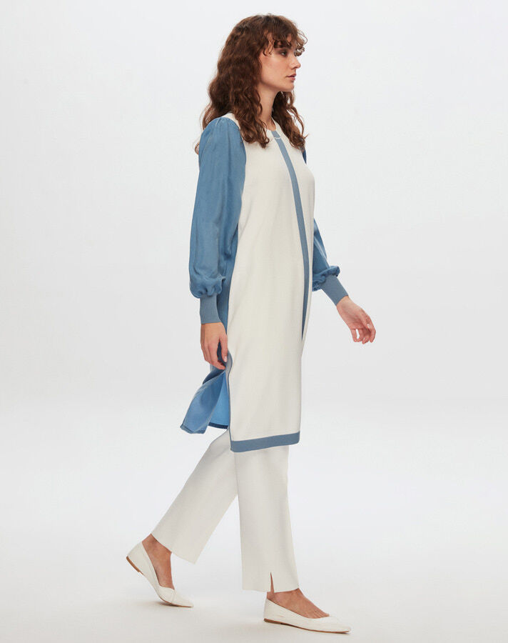 T24Y-6045 Önü Triko Cupro Tunik - 4