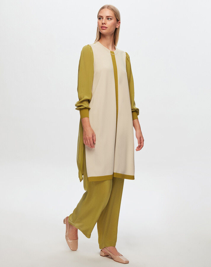 T24Y-6045 Önü Triko Cupro Tunik - 5