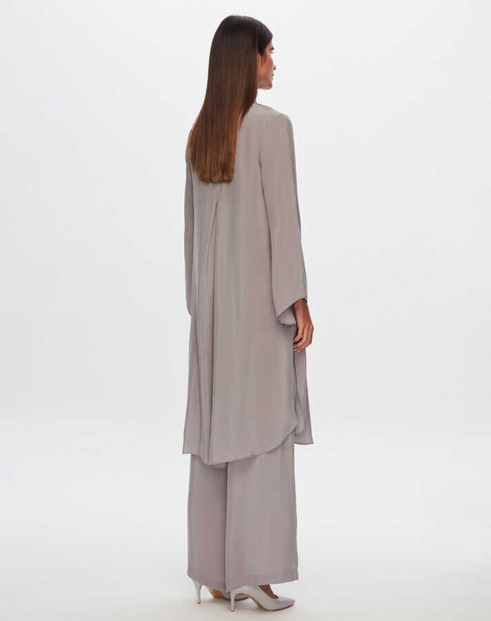 T24Y-6047 Pelerin Kesim Cupro Tunik GREY - 2