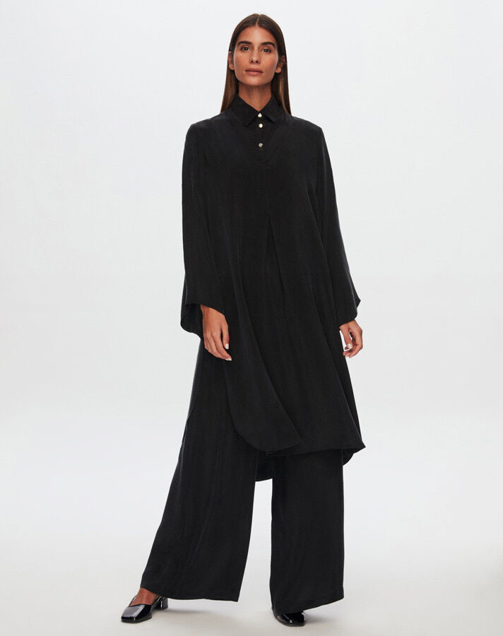 T24Y-6047 Pelerin Kesim Cupro Tunik - 7